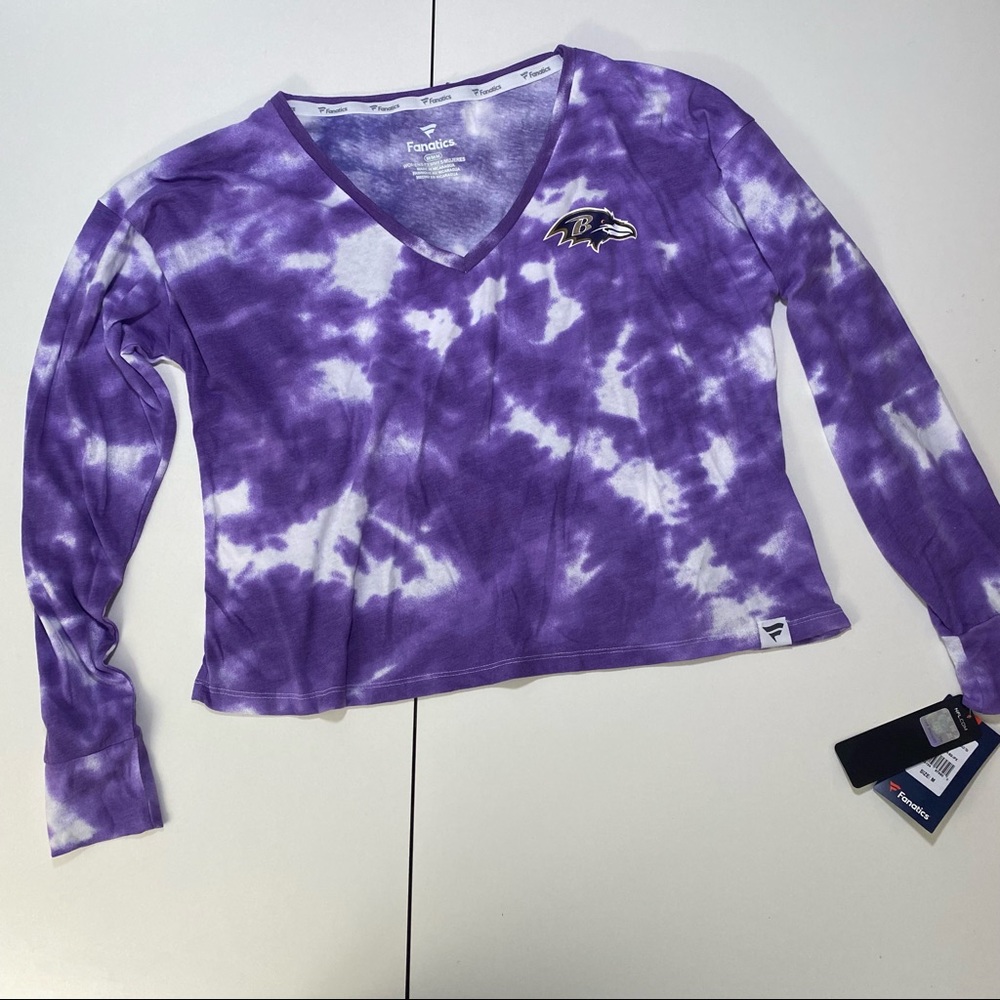 Fanatics Baltimore Ravens Tie Die Crop long sleeve top - size M - NWT